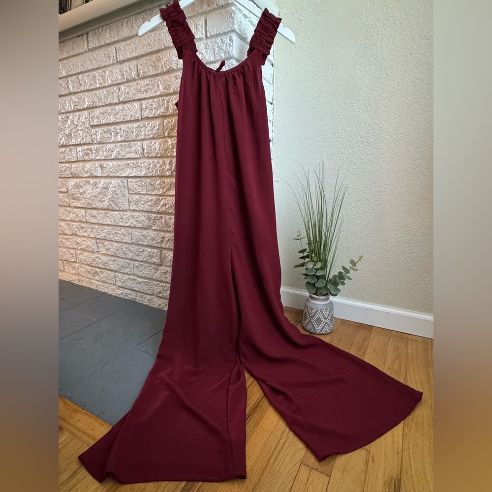 NWOT Wide-Leg Burgundy Jumpsuit